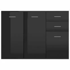 VidaXL Buffet Noir brillant 105x30x75 cm Aggloméré -Buffets & bahuts Soldes image 5 800700