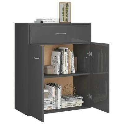 VidaXL Buffet Gris brillant 60x30x75 cm Aggloméré 5 VidaXL Buffet Gris brillant 60x30x75 cm Aggloméré – Image 5