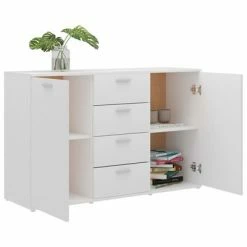 VidaXL Buffet Blanc 120x35,5x75 cm Bois d'ingénierie -Buffets & bahuts Soldes image 5 801328