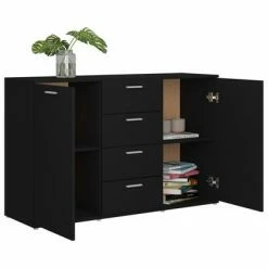 VidaXL Buffet Noir 120x35,5x75 cm Aggloméré -Buffets & bahuts Soldes image 5 801329