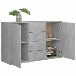 VidaXL Buffet Gris béton 120x35,5x75 cm Aggloméré -Buffets & bahuts Soldes image 5 801332