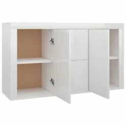 VidaXL Buffet Blanc brillant 120x36x69 cm Aggloméré -Buffets & bahuts Soldes image 5 801847