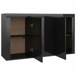 VidaXL Buffet Noir brillant 120x36x69 cm Aggloméré -Buffets & bahuts Soldes image 5 801848