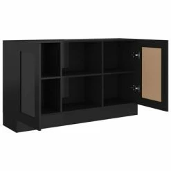 VidaXL Buffet Noir brillant 120x30,5x70 cm Aggloméré -Buffets & bahuts Soldes image 5 802784