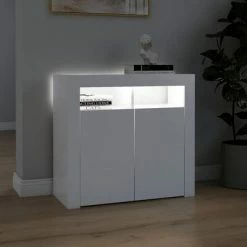 VidaXL Buffet avec lumières LED Blanc 80x35x75 cm 10 VidaXL Buffet avec lumières LED Blanc 80x35x75 cm -Buffets & bahuts Soldes image 5 804328