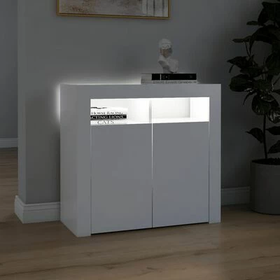 VidaXL Buffet avec lumières LED Blanc 80x35x75 cm 5 VidaXL Buffet avec lumières LED Blanc 80x35x75 cm – Image 5