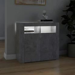VidaXL Buffet avec lumières LED Gris béton 80x35x75 cm -Buffets & bahuts Soldes image 5 804332