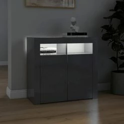 VidaXL Buffet avec lumières LED Gris brillant 80x35x75 cm -Buffets & bahuts Soldes image 5 804336