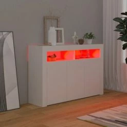 VidaXL Buffet avec lumières LED Blanc 115,5x30x75 cm -Buffets & bahuts Soldes image 5 804337