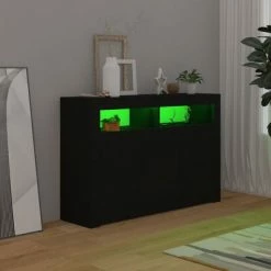 VidaXL Buffet avec lumières LED Noir 115,5x30x75 cm -Buffets & bahuts Soldes image 5 804338
