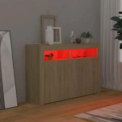 VidaXL Buffet avec lumières LED Chêne sonoma 115,5x30x75 cm -Buffets & bahuts Soldes image 5 804340