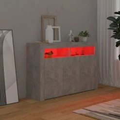 VidaXL Buffet avec lumières LED Gris béton 115,5x30x75 cm -Buffets & bahuts Soldes image 5 804341
