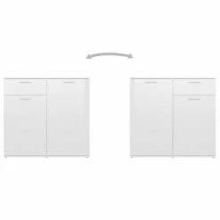 VidaXL Buffet Blanc brillant 80x36x75 cm Aggloméré -Buffets & bahuts Soldes image 5 805776