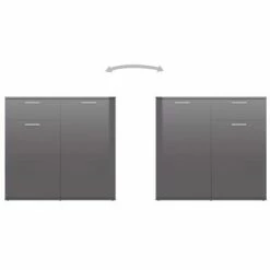 VidaXL Buffet Gris brillant 80x36x75 cm Aggloméré -Buffets & bahuts Soldes image 5 805778