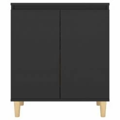 VidaXL Buffet avec pieds en bois massif Noir 60x35x70 cm Aggloméré -Buffets & bahuts Soldes image 5 806068