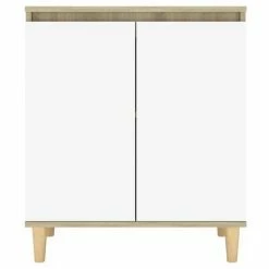 VidaXL Buffet pieds en bois Blanc et chêne sonoma 60x35x70cm Aggloméré -Buffets & bahuts Soldes image 5 806072