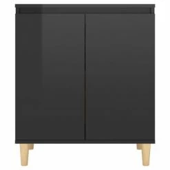 VidaXL Buffet avec pieds en bois Noir brillant 60x35x70 cm Aggloméré -Buffets & bahuts Soldes image 5 806074