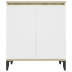 VidaXL Buffet Blanc et chêne sonoma 60x35x70 cm Aggloméré -Buffets & bahuts Soldes image 5 806081