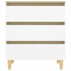 VidaXL Buffet Blanc et chêne sonoma 60x35x69 cm Aggloméré -Buffets & bahuts Soldes image 5 806090