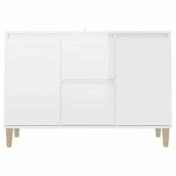 VidaXL Buffet Blanc brillant 103,5x35x70 cm Aggloméré -Buffets & bahuts Soldes image 5 806109