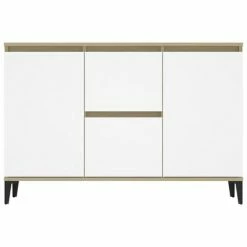 VidaXL Buffet Blanc et chêne sonoma 104x35x70 cm Aggloméré -Buffets & bahuts Soldes image 5 806117