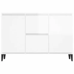 VidaXL Buffet Blanc brillant 104x35x70 cm Aggloméré -Buffets & bahuts Soldes image 5 806118