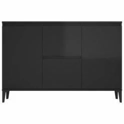 VidaXL Buffet Noir brillant 104x35x70 cm Aggloméré -Buffets & bahuts Soldes image 5 806119