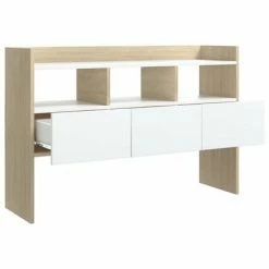 VidaXL Buffet Blanc et chêne sonoma 105x30x70 cm Aggloméré -Buffets & bahuts Soldes image 5 808382