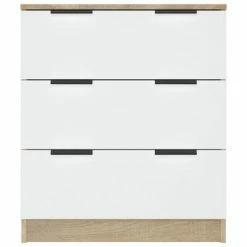 VidaXL Buffet Blanc et chêne sonoma 60x30x70 cm Bois d'ingénierie -Buffets & bahuts Soldes image 5 811075