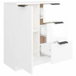 VidaXL Buffet Blanc brillant 60x30x70 cm Bois d'ingénierie -Buffets & bahuts Soldes image 5 811085