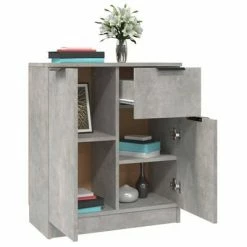 VidaXL Buffet Gris béton 60x30x70 cm Bois d'ingénierie -Buffets & bahuts Soldes image 5 811110