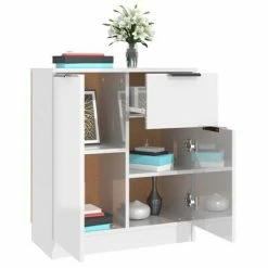 VidaXL Buffet Blanc brillant 60x30x70 cm Bois d'ingénierie -Buffets & bahuts Soldes image 5 811112