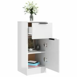 VidaXL Buffets 2 pcs Blanc brillant 30x30x70 cm Bois d'ingénierie -Buffets & bahuts Soldes image 5 811128