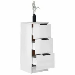 VidaXL Buffet Blanc brillant 30x30x70 cm Bois d'ingénierie -Buffets & bahuts Soldes image 5 811163