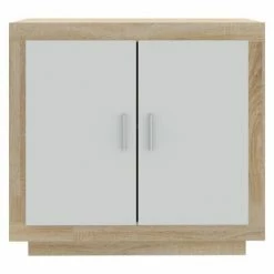 VidaXL Buffet Blanc et chêne sonoma 80x40x75 cm Bois d'ingénierie -Buffets & bahuts Soldes image 5 811822