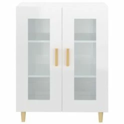 VidaXL Buffet Blanc brillant 69,5x34x90 cm Bois d'ingénierie -Buffets & bahuts Soldes image 5 812120