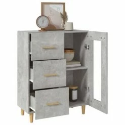 VidaXL Buffet Gris béton 69,5x34x90 cm Bois d'ingénierie -Buffets & bahuts Soldes image 5 812208