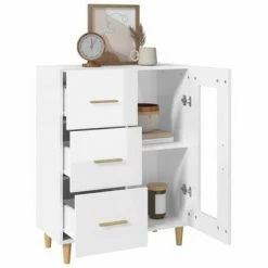 VidaXL Buffet Blanc brillant 69,5x34x90 cm Bois d'ingénierie -Buffets & bahuts Soldes image 5 812210