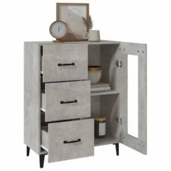 VidaXL Buffet Gris béton 69,5x34x90 cm Bois d'ingénierie -Buffets & bahuts Soldes image 5 812217