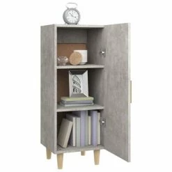 VidaXL Buffet Gris béton 34,5x34x90 cm Bois d'ingénierie -Buffets & bahuts Soldes image 5 812325