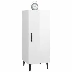 VidaXL Buffet Blanc brillant 34,5x34x90 cm Bois d'ingénierie -Buffets & bahuts Soldes image 5 812336
