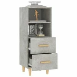 VidaXL Buffet Gris béton 34,5x34x90 cm Bois d'ingénierie -Buffets & bahuts Soldes image 5 812361