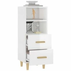 VidaXL Buffet Blanc brillant 34,5x34x90 cm Bois d'ingénierie -Buffets & bahuts Soldes image 5 812363