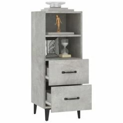 VidaXL Buffet Gris béton 34,5x34x90 cm Bois d'ingénierie -Buffets & bahuts Soldes image 5 812370