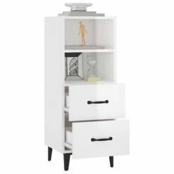 VidaXL Buffet Blanc brillant 34,5x34x90 cm Bois d'ingénierie -Buffets & bahuts Soldes image 5 812372