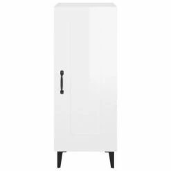 VidaXL Buffet Blanc brillant 34,5x34x90 cm Bois d'ingénierie -Buffets & bahuts Soldes image 5 812426