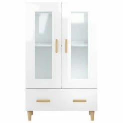 VidaXL Buffet Blanc brillant 70x31x115 cm Bois d'ingénierie -Buffets & bahuts Soldes image 5 812552