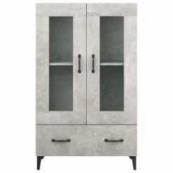 VidaXL Buffet Gris béton 70x31x115 cm Bois d'ingénierie -Buffets & bahuts Soldes image 5 812559