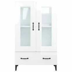VidaXL Buffet Blanc brillant 70x31x115 cm Bois d'ingénierie -Buffets & bahuts Soldes image 5 812561