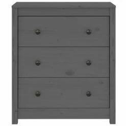 VidaXL Buffet Gris 70x35x80 cm Bois massif de pin -Buffets & bahuts Soldes image 5 813736